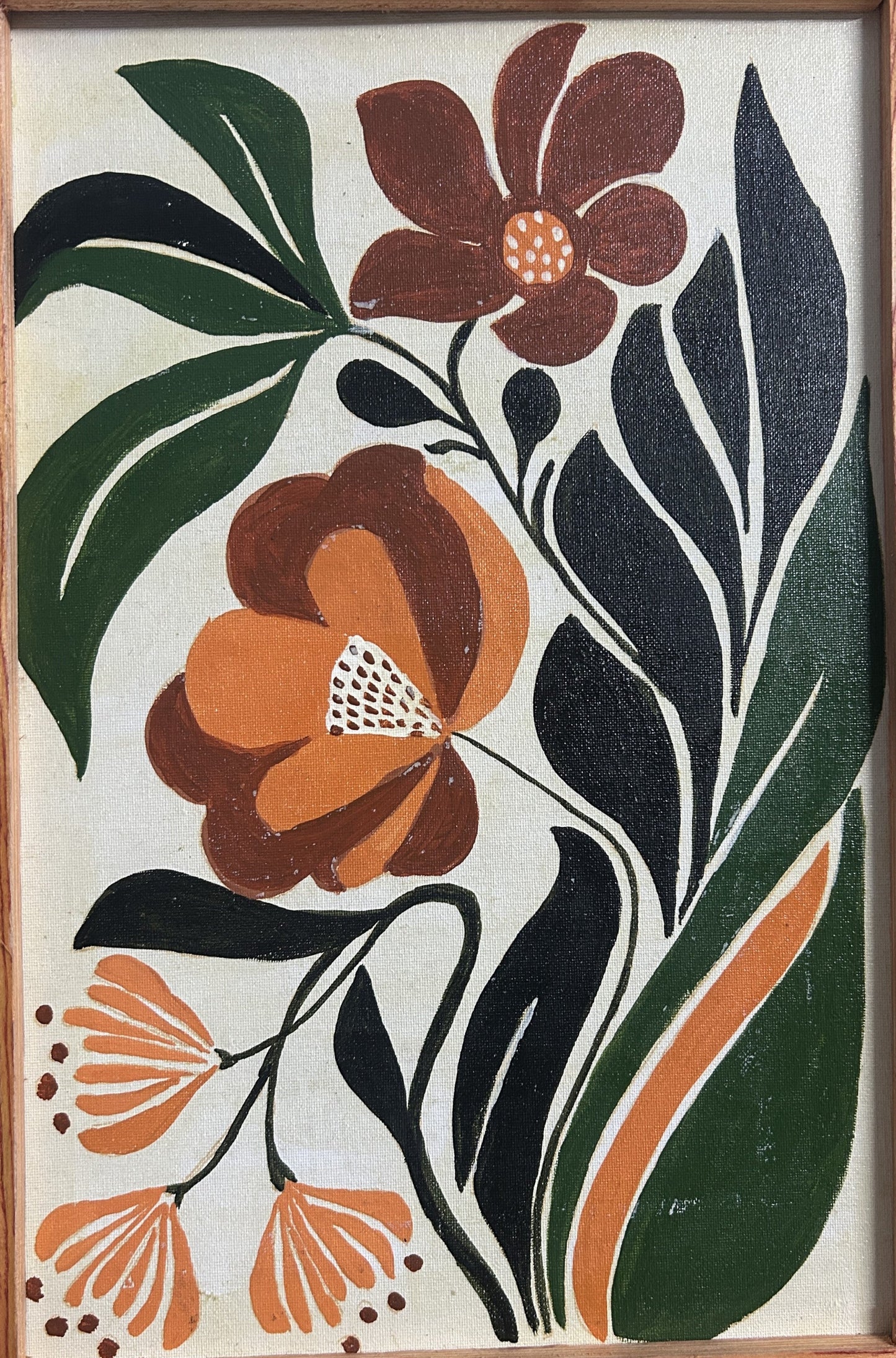 Peach and Red Mixed Boho Floral Art (Canvas)