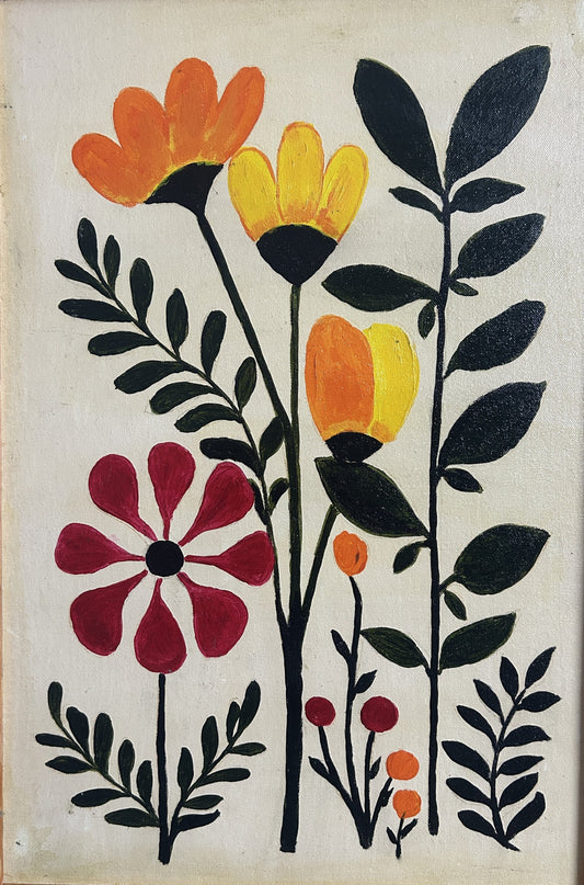 Floral Trio Boho Hand Paint Art (Canvas)