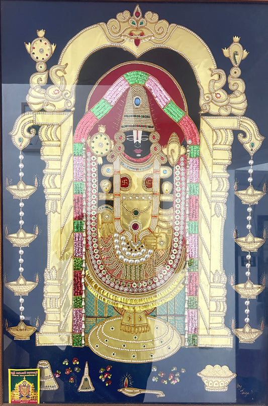 Handmade Lord Tirupati Balaji With Stone and Pearl Works Large